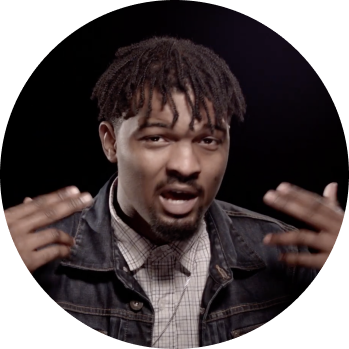 young african american man speaking and gesticulating