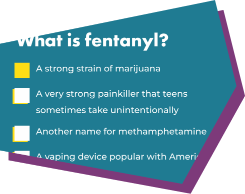 an online quiz with the question 'what is fentanyl?'